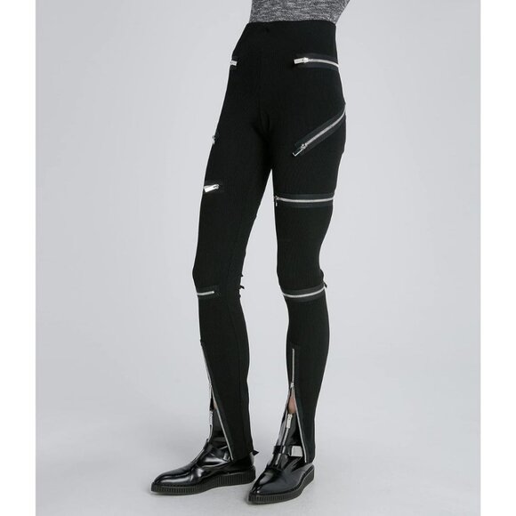 Christopher Kane Ribbed Jersey Zipper Trouser Black Size 6 - Picture 1 of 10